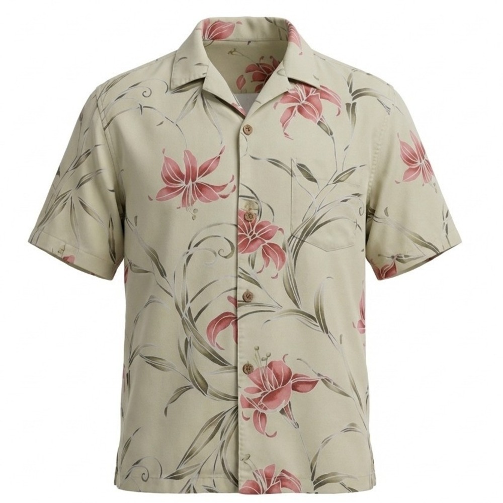 Caribbean Joe‎ Button Up Shirt Women 2X Green Floral Rayon Tropical Short Sleeve
